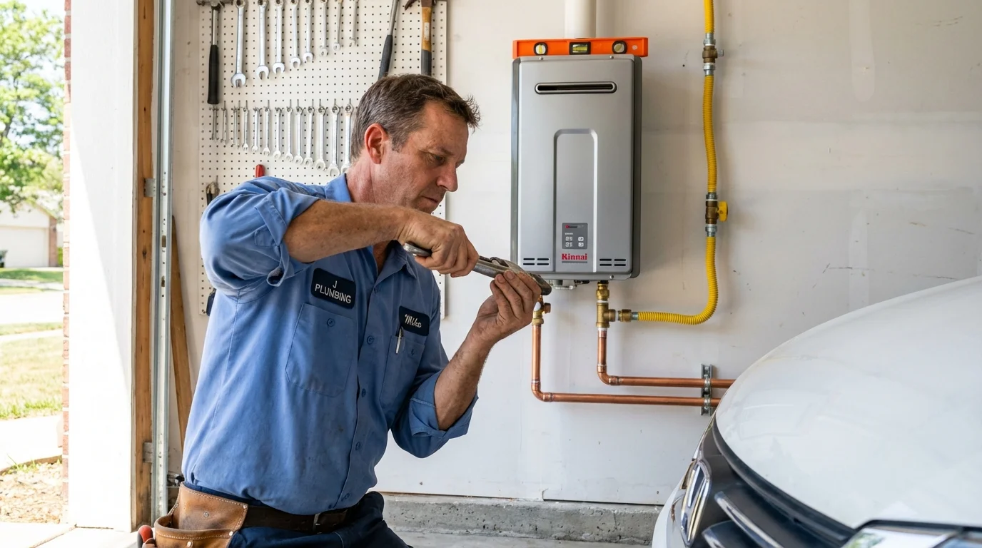 Tankless water heater installation by a Johns Plumbing LLC plumber in Lancaster